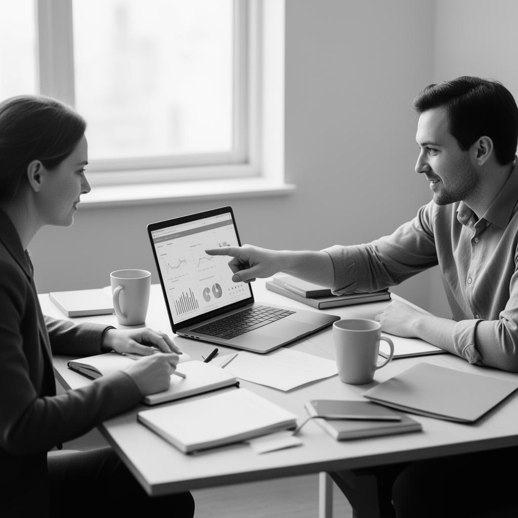 Consultants reviewing analytics together